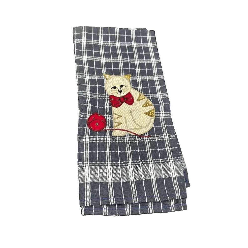 NEW Vintage MCM Cotton Dish Tea Towels Rooster And Cat (NWT)